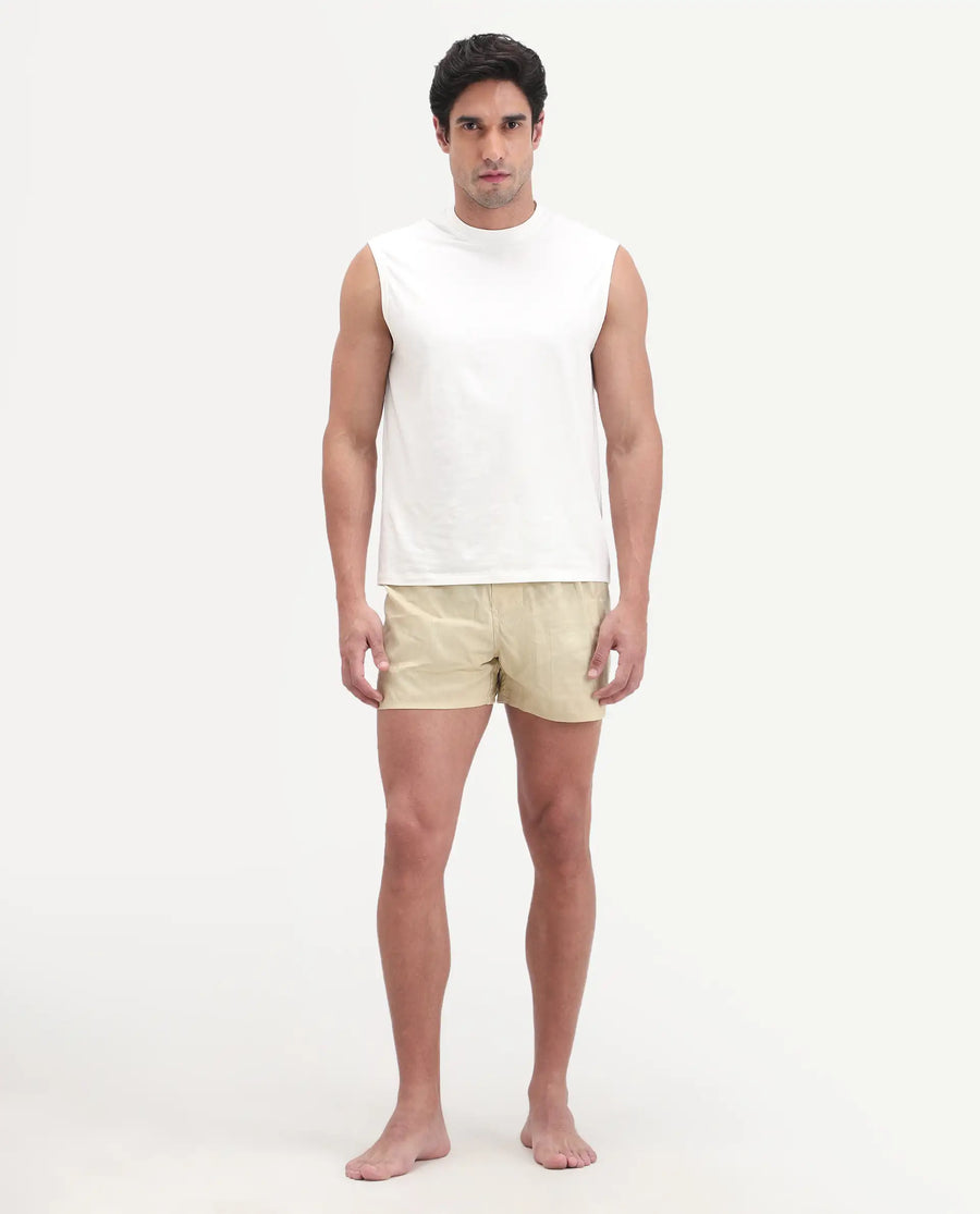 Rare Rabbit Men's Deval Beige Cotton Blend Fabric Regular Fit Checks Boxer