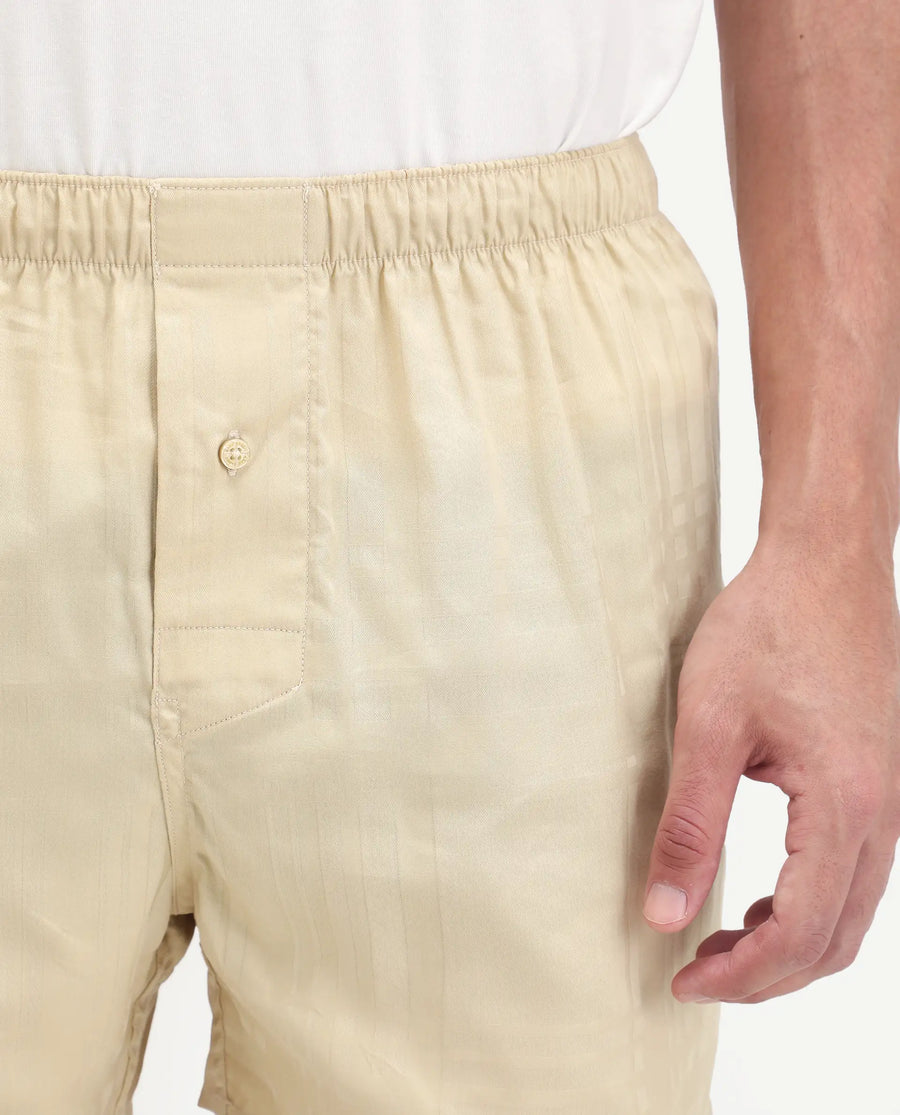Rare Rabbit Men's Deval Beige Cotton Blend Fabric Regular Fit Checks Boxer