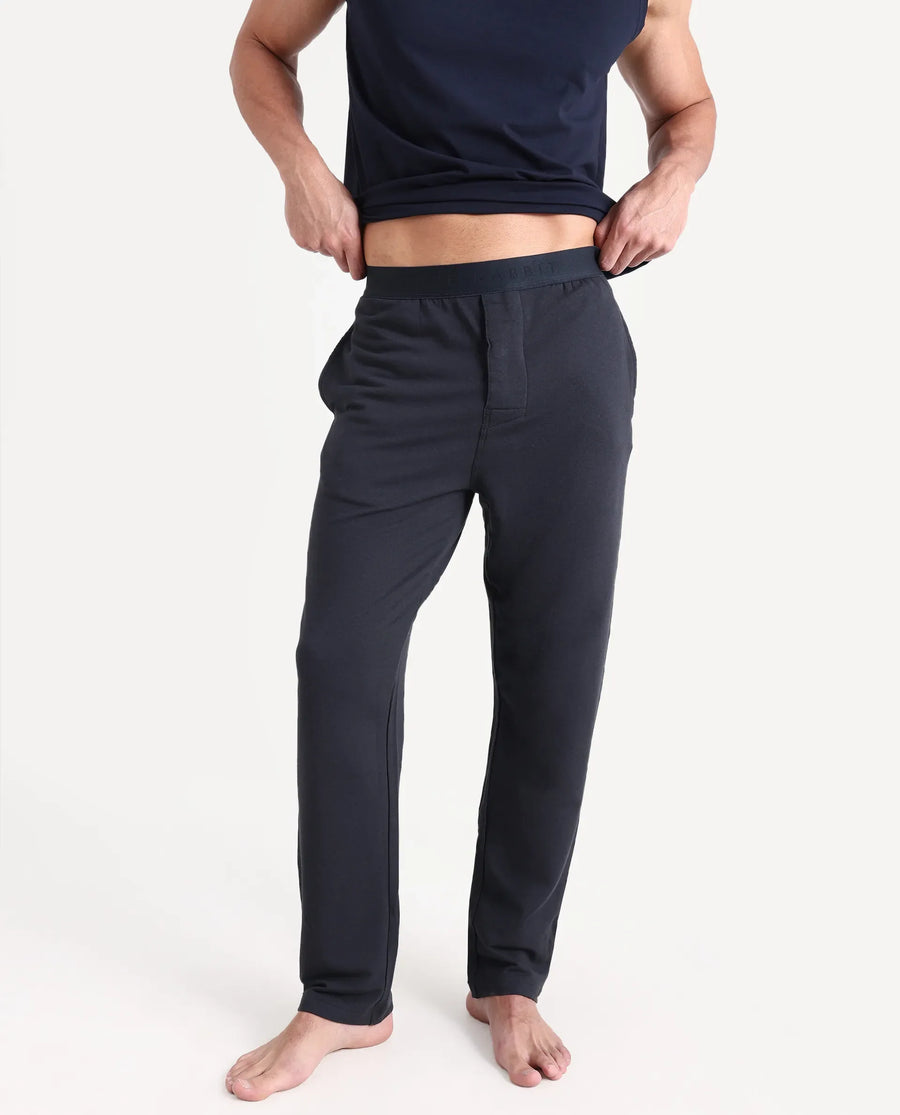 Rare Rabbit Men's Koney Navy Cotton Modal Spandex Fabric Regular Fit Plain Pajama