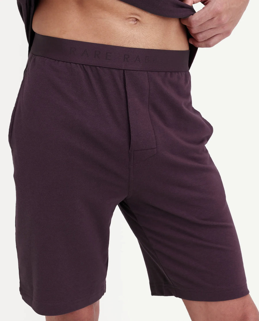 Rare Rabbit Men's Pont Maroon Cotton Fabric Relaxed Fit Plain Stretchable Shorts