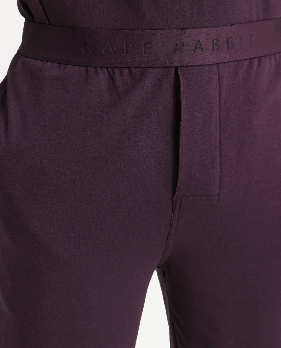 Rare Rabbit Men's Pont Maroon Cotton Fabric Relaxed Fit Plain Stretchable Shorts