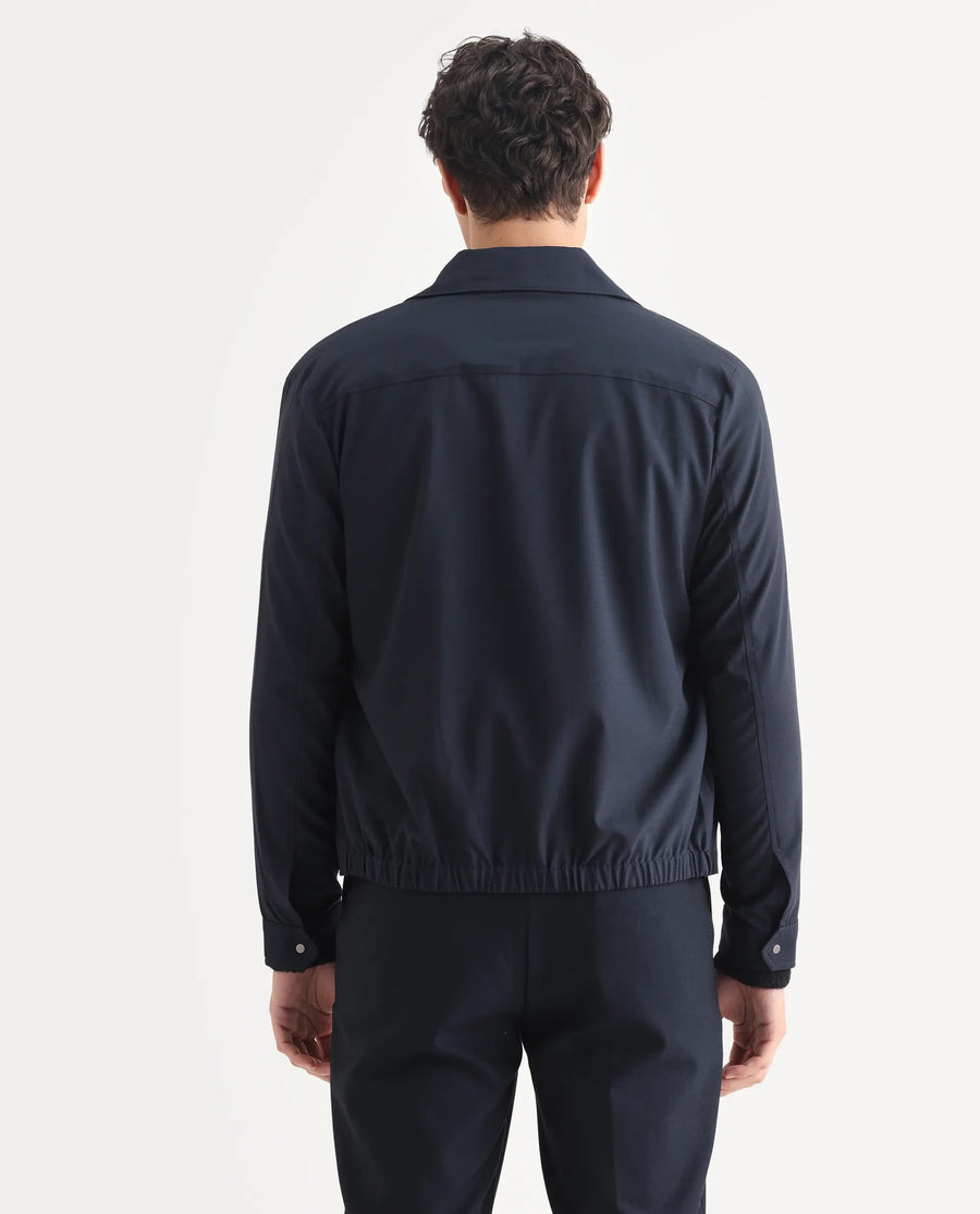 Rare Rabbit Men's Micraso Navy Polyester Blend Checked Print Regular Fit Full Sleeve Collared Shacket