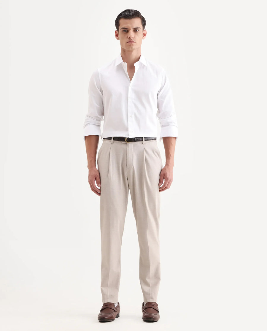 Rare Rabbit Men's Rocco White Cotton Plain Regular Fit Full Sleeve Collared Shirt