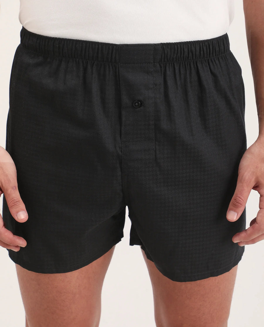 Rare Rabbit Men's Kiva Black Lyocell Regular Fit Checks Boxer
