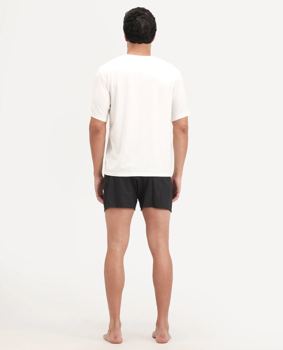 Rare Rabbit Men's Kiva Black Lyocell Regular Fit Checks Boxer