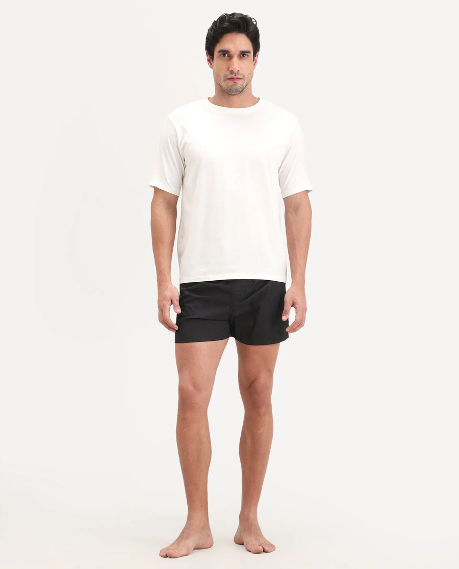 Rare Rabbit Men's Kiva Black Lyocell Regular Fit Checks Boxer