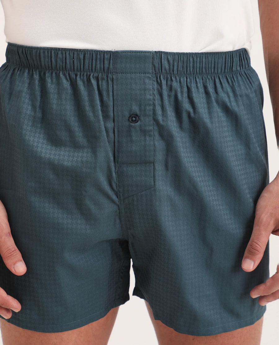 Rare Rabbit Men's Kiva Dark Teal Lyocell Regular Fit Checks Boxer