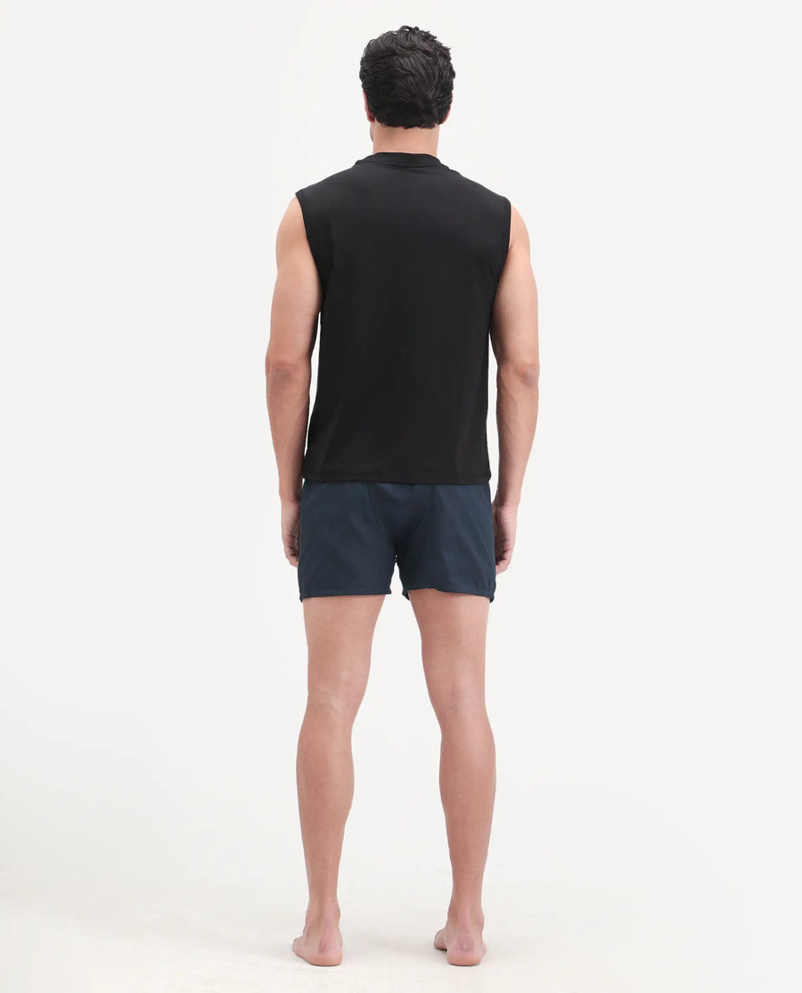 Rare Rabbit Men's Kiva Dark Navy Lyocell Regular Fit Checks Boxer