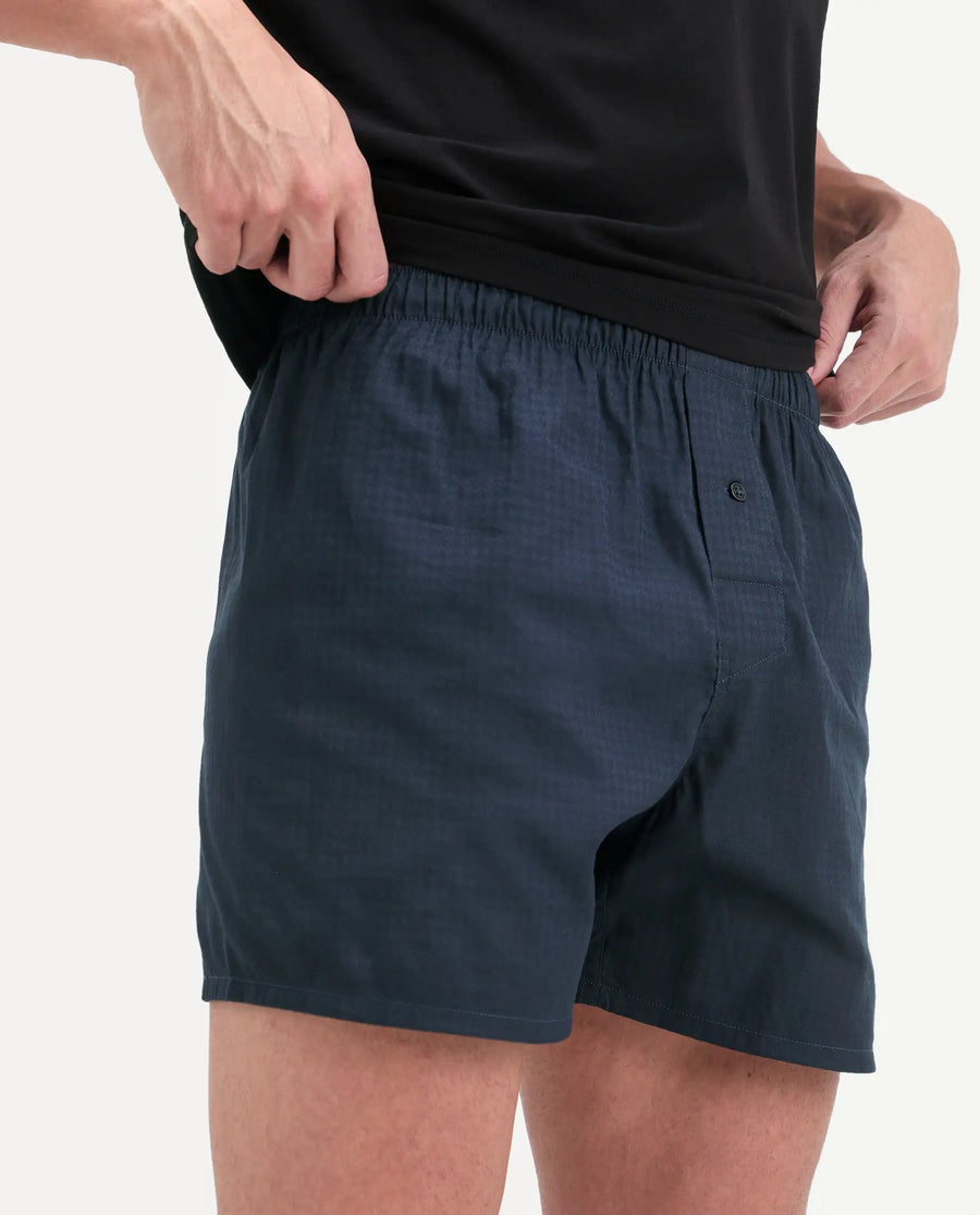 Rare Rabbit Men's Kiva Dark Navy Lyocell Regular Fit Checks Boxer