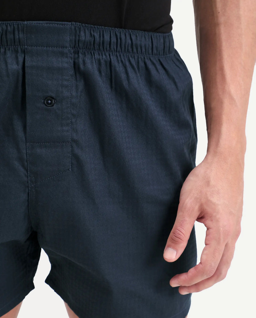 Rare Rabbit Men's Kiva Dark Navy Lyocell Regular Fit Checks Boxer