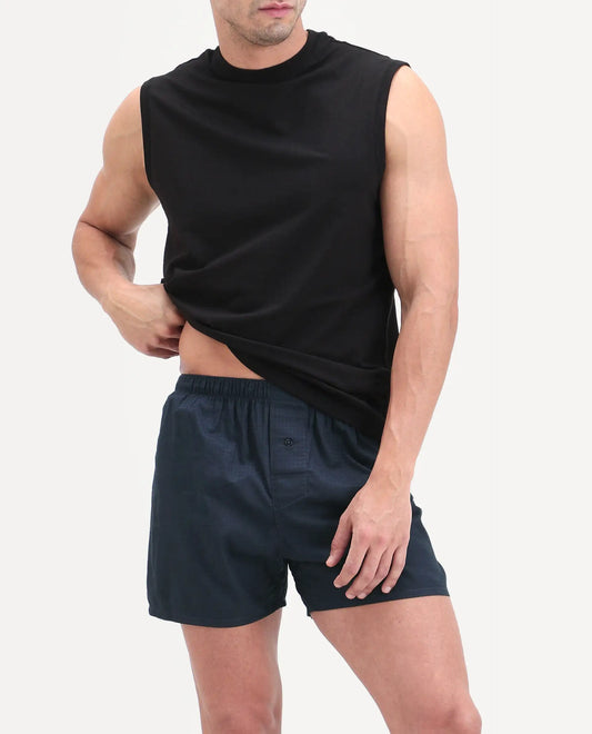 Rare Rabbit Men's Kiva Dark Navy Lyocell Regular Fit Checks Boxer