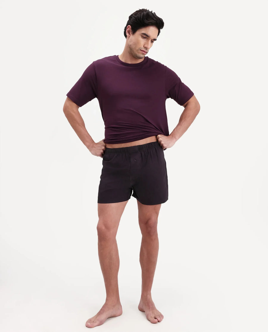 Rare Rabbit Men's Kiva Dark Maroon Lyocell Regular Fit Checks Boxer