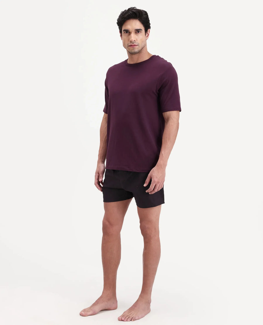 Rare Rabbit Men's Kiva Dark Maroon Lyocell Regular Fit Checks Boxer