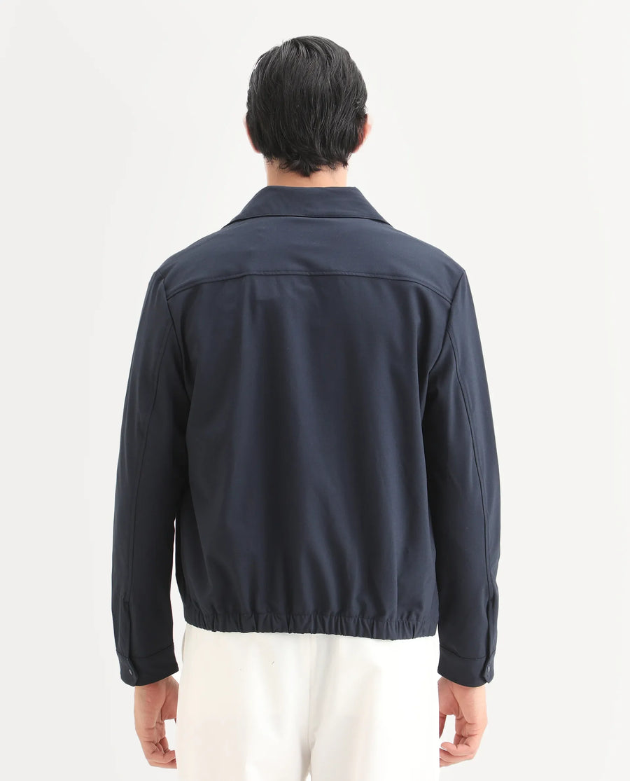 Rare Rabbit Men's Juan Navy Cotton Plain Relaxed Fit Full Sleeve Collared Shacket