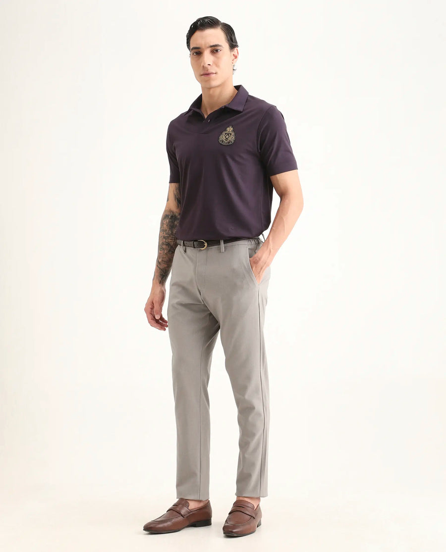 Rare Rabbit Men's Travel-Ss26 Beige Polyester Fabric Button And Zip Closure Closure Plain Trouser