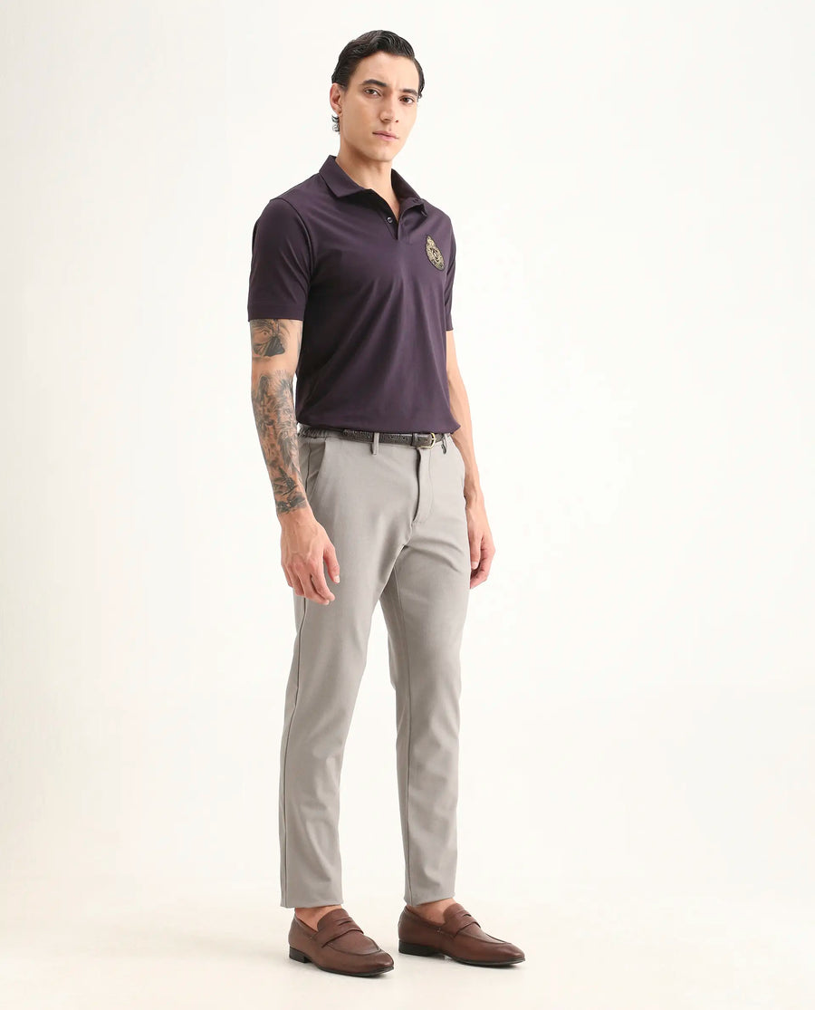Rare Rabbit Men's Travel-Ss26 Beige Polyester Fabric Button And Zip Closure Closure Plain Trouser