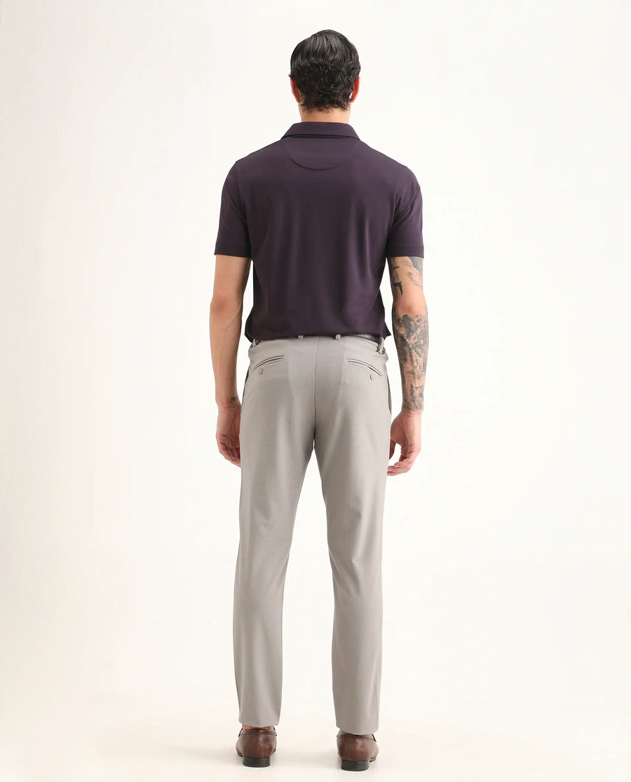 Rare Rabbit Men's Travel-Ss26 Beige Polyester Fabric Button And Zip Closure Closure Plain Trouser