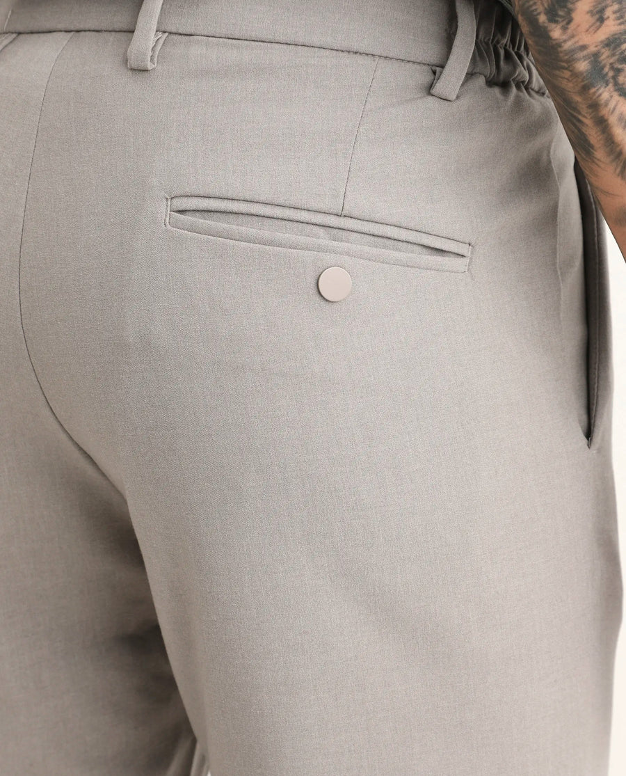 Rare Rabbit Men's Travel-Ss26 Beige Polyester Fabric Button And Zip Closure Closure Plain Trouser