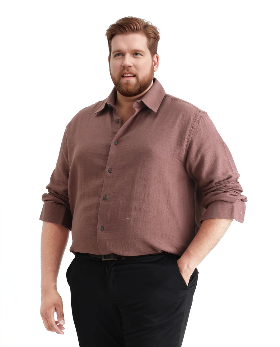 Rare Rabbit Men Enim-L Dusky Maroon Cotton Fabric Full Sleeve Spread Collar Button Closure Plain Shirt