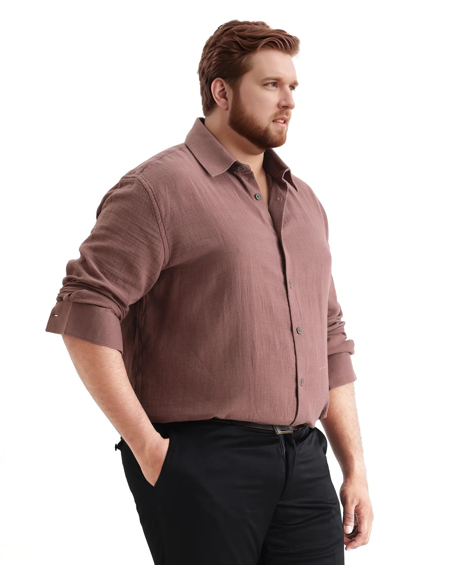 Rare Rabbit Men Enim-L Dusky Maroon Cotton Fabric Full Sleeve Spread Collar Button Closure Plain Shirt