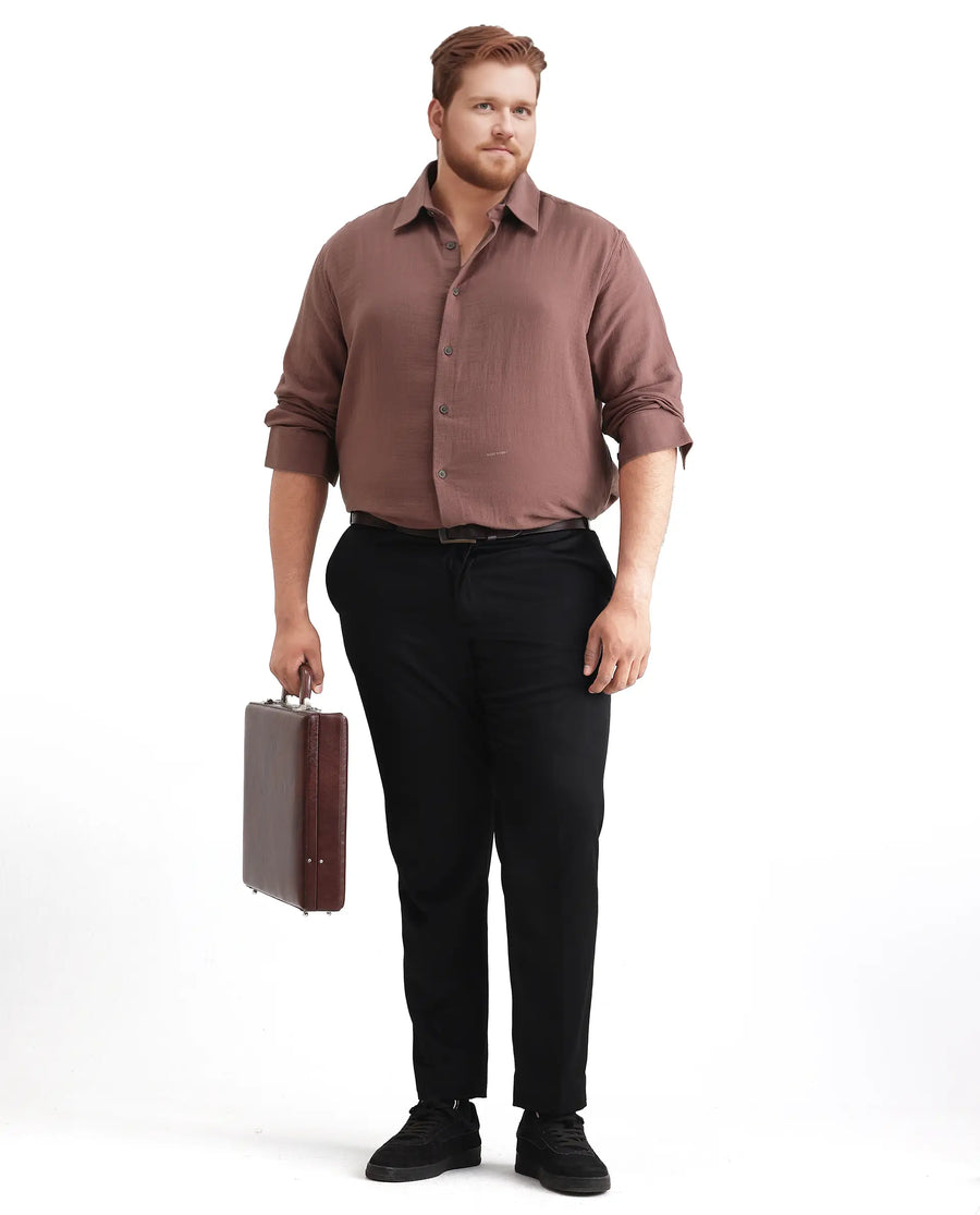Rare Rabbit Men Enim-L Dusky Maroon Cotton Fabric Full Sleeve Spread Collar Button Closure Plain Shirt