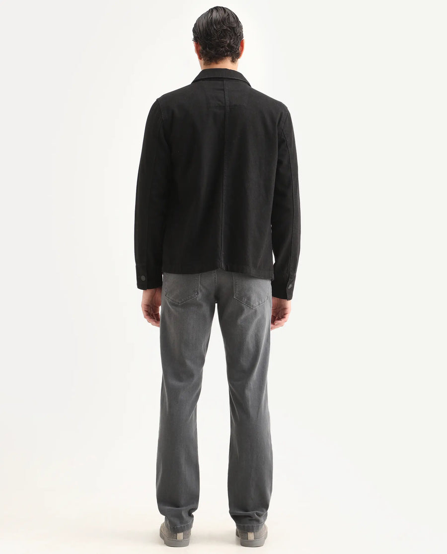 Rare Rabbit Men's Fyod 26 Dark Grey Cotton Blend Fabric Morris Regular Fit Plain Jeans