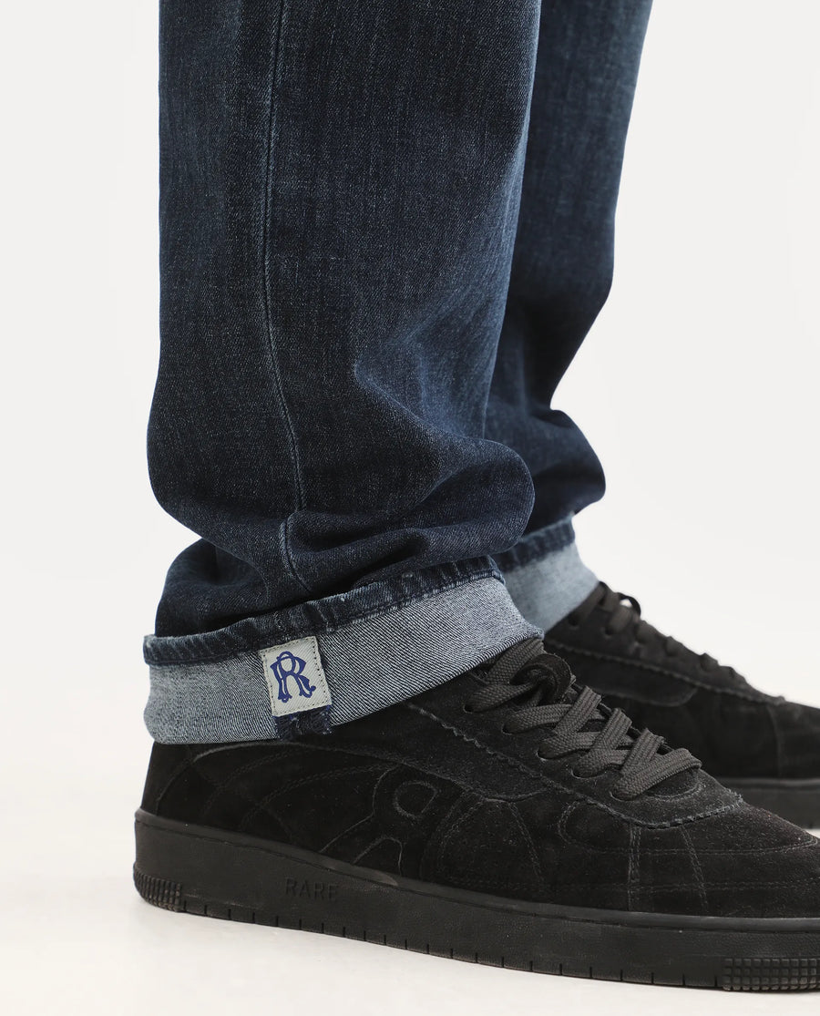 Rare Rabbit Men's Mond Dark Blue Cotton Blend Fabric Morris Regular Fit Plain Jeans