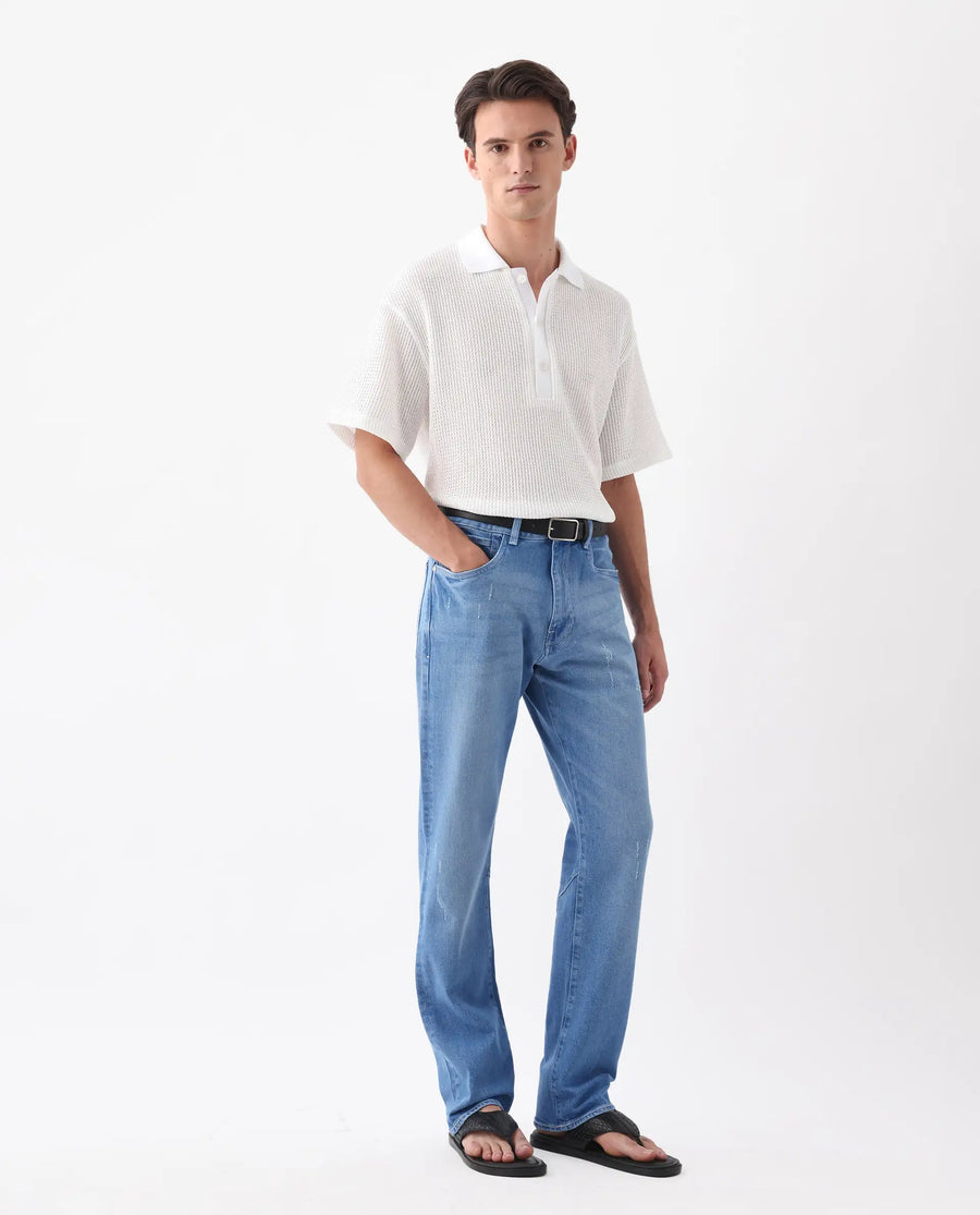 Rare Rabbit Men's Vlad-M Light Blue Cotton Blend Plain Morris Regular Fit Jeans