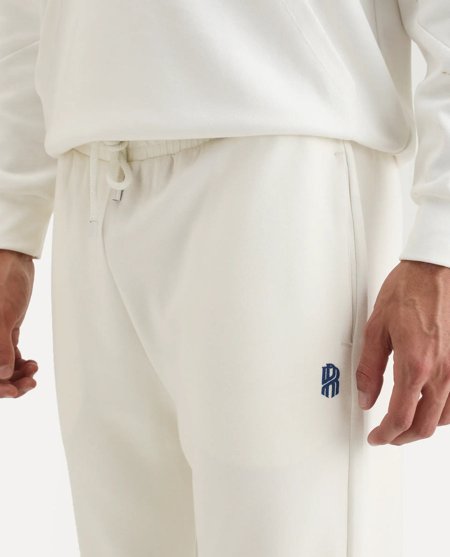Rare Rabbit Men's Jabe-B Off White Modal Blend Fabric Regular Fit Plain Track Pant