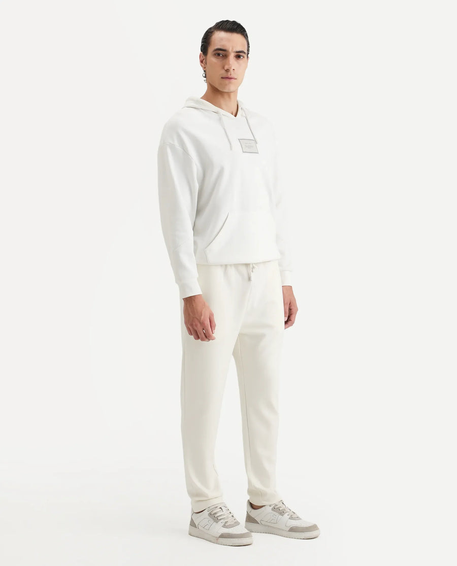 Rare Rabbit Men's Jabe-B Off White Modal Blend Fabric Regular Fit Plain Track Pant