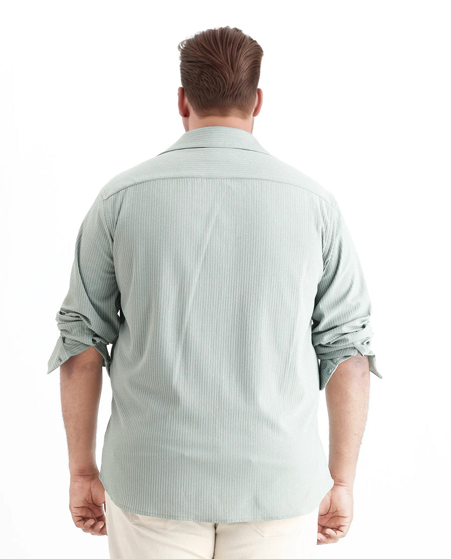 Rare Rabbit Men's Exclop Pastel Green Cotton Fabric Full Sleeves Collared Neck Button Closure Striped Shirt