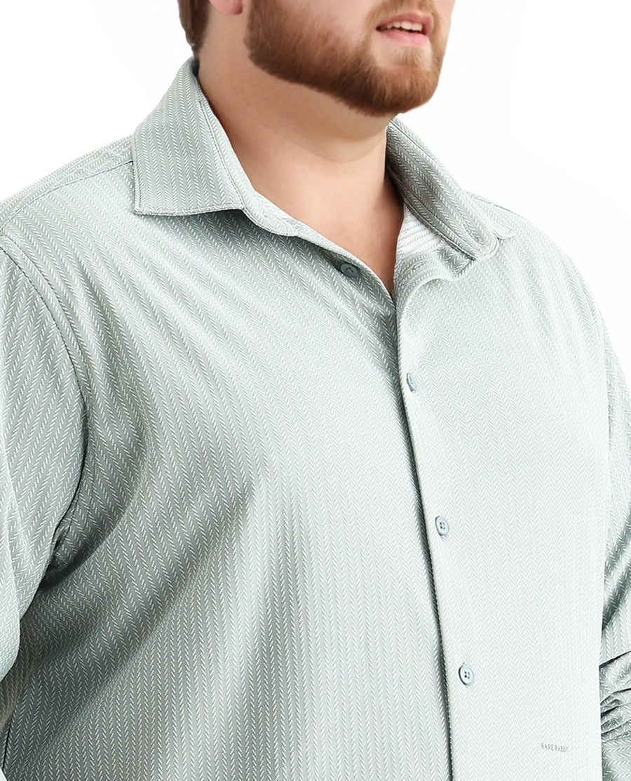 Rare Rabbit Men's Exclop Pastel Green Cotton Fabric Full Sleeves Collared Neck Button Closure Striped Shirt