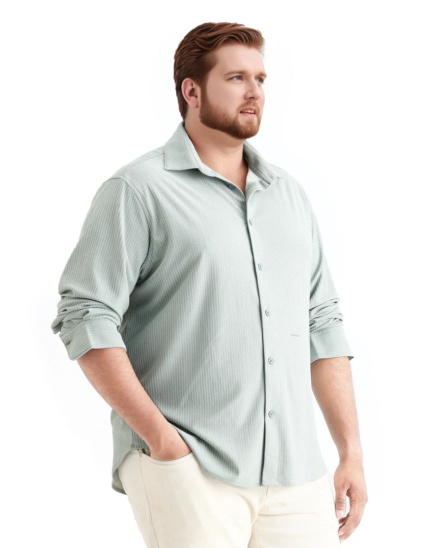 Rare Rabbit Men's Exclop Pastel Green Cotton Fabric Full Sleeves Collared Neck Button Closure Striped Shirt