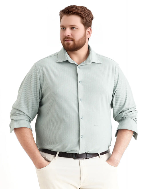 Rare Rabbit Men's Exclop Pastel Green Cotton Fabric Full Sleeves Collared Neck Button Closure Striped Shirt