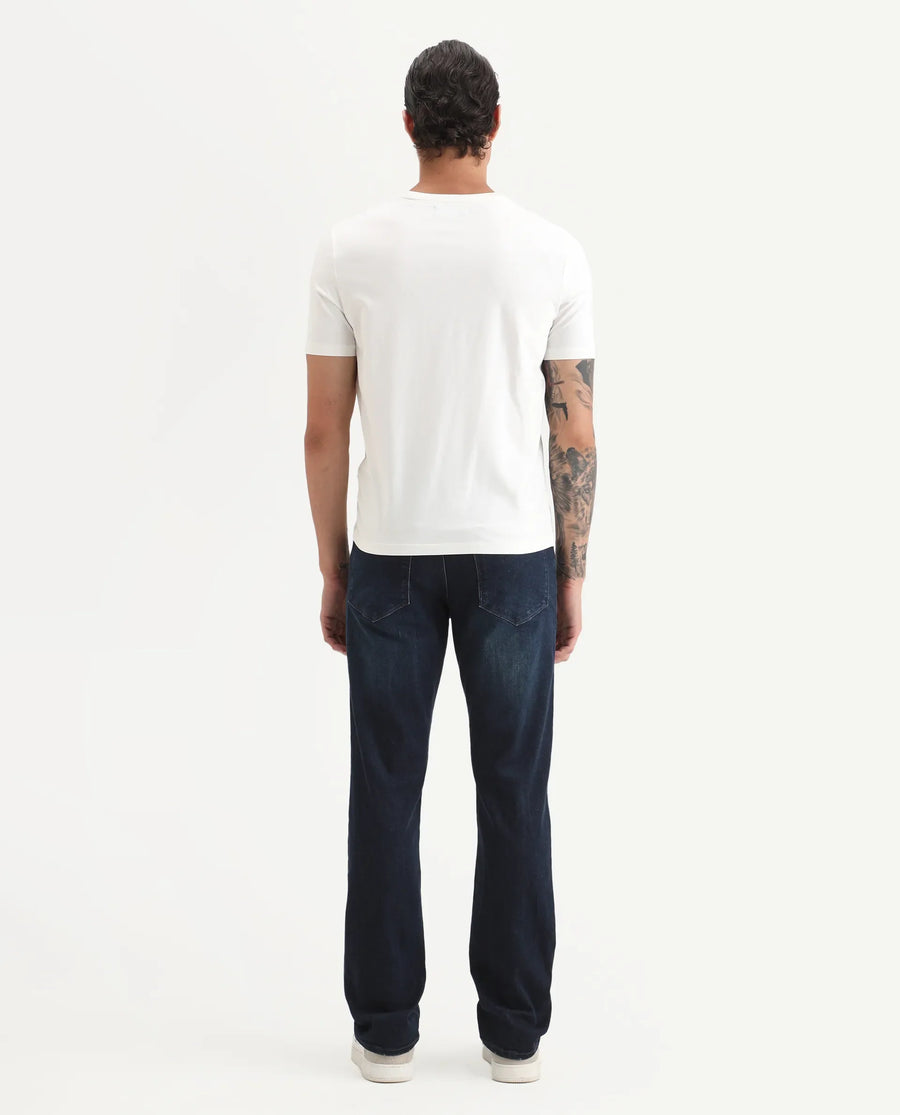 Rare Rabbit Men's Cozey Blue Cotton Blend Fabric Morris Regular Fit Plain Jeans