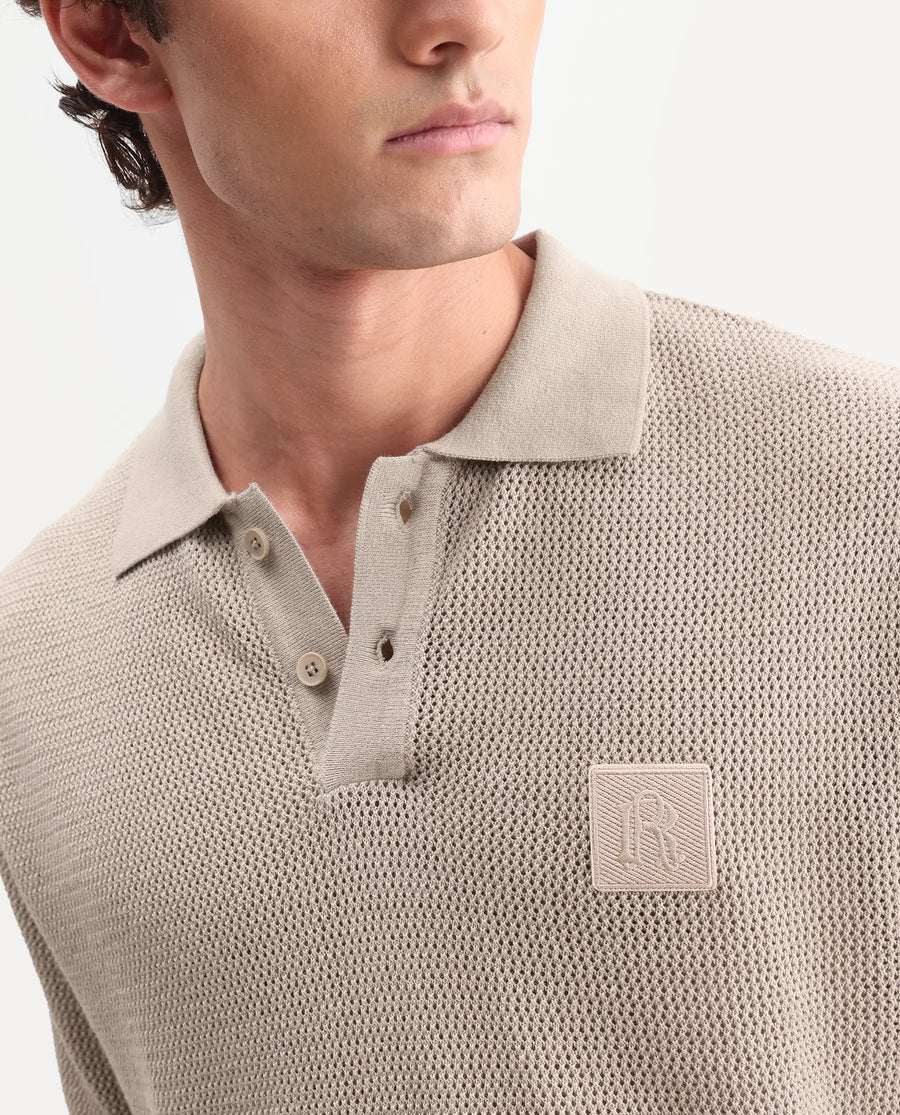 Rare Rabbit Men's Flak Beige Cotton Fabric Half Sleeve Spread Collar Regular Plain Polo