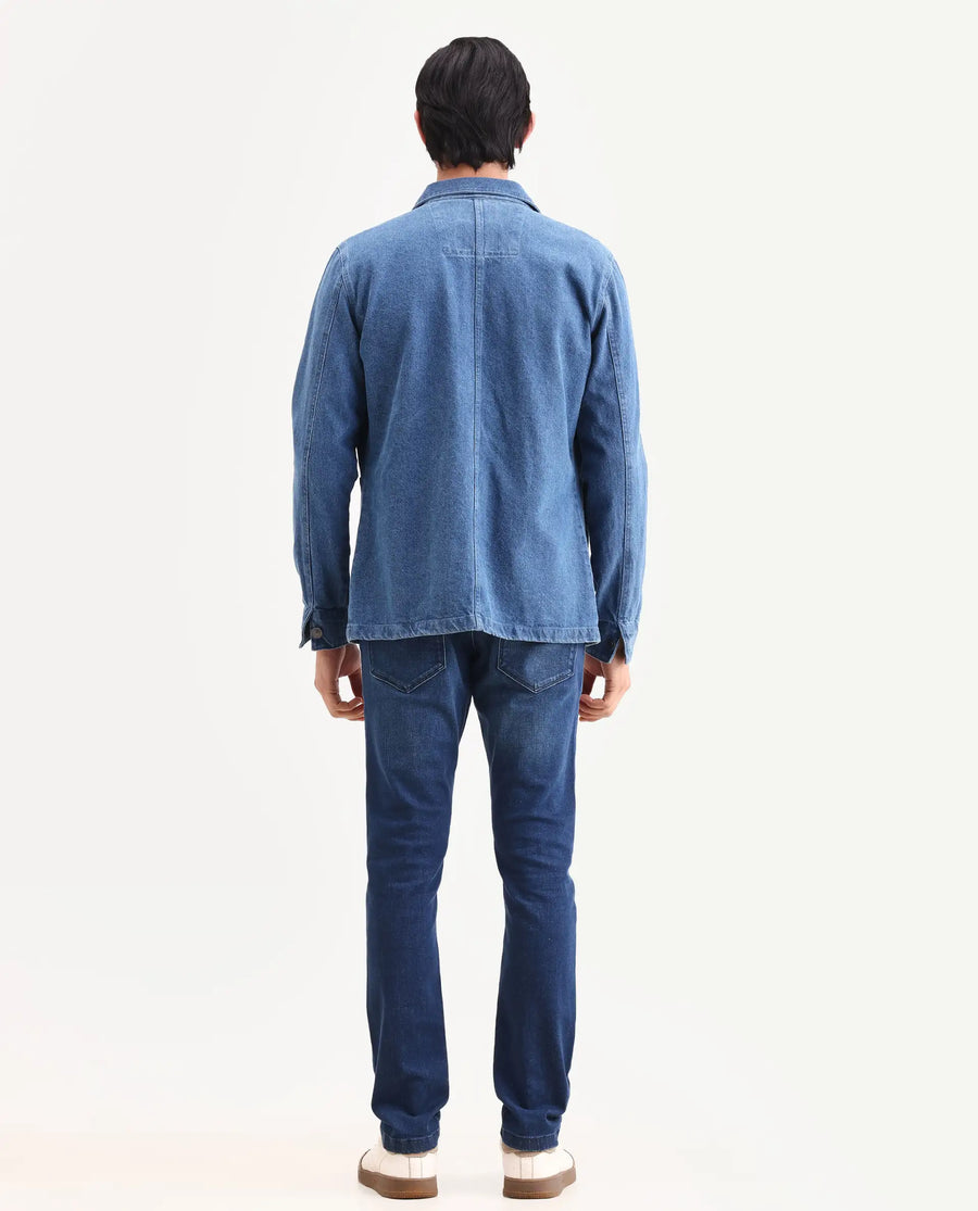 Rare Rabbit Men's Rilo H Dark Blue Cotton Blend Fabric Hawk Slim Plain Jeans