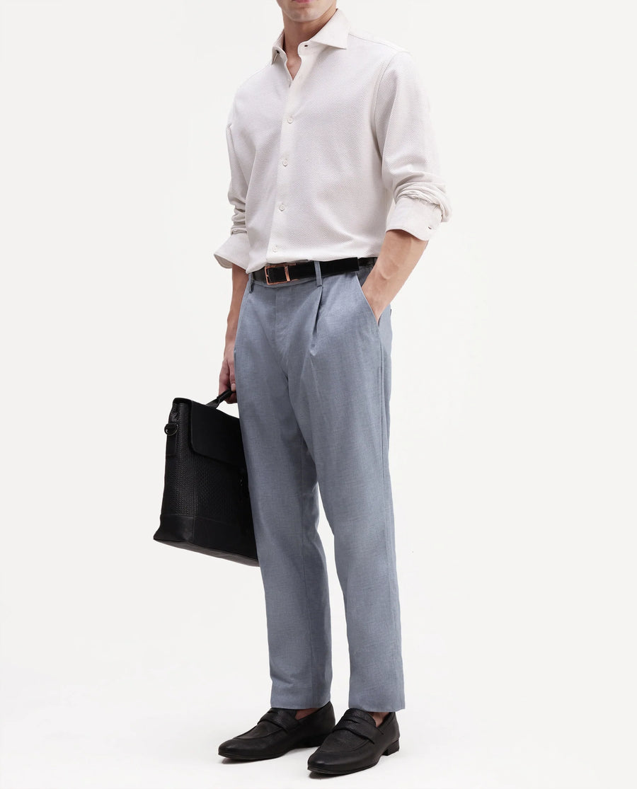 Rare Rabbit Men's Cami Light Blue Cotton Blend Fabric Regular Fit Plain Trouser