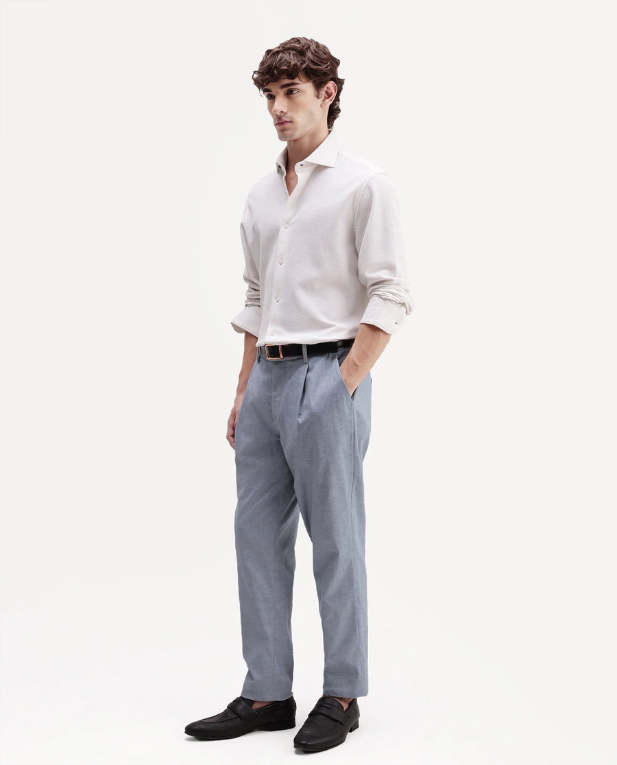 Rare Rabbit Men's Cami Light Blue Cotton Blend Fabric Regular Fit Plain Trouser