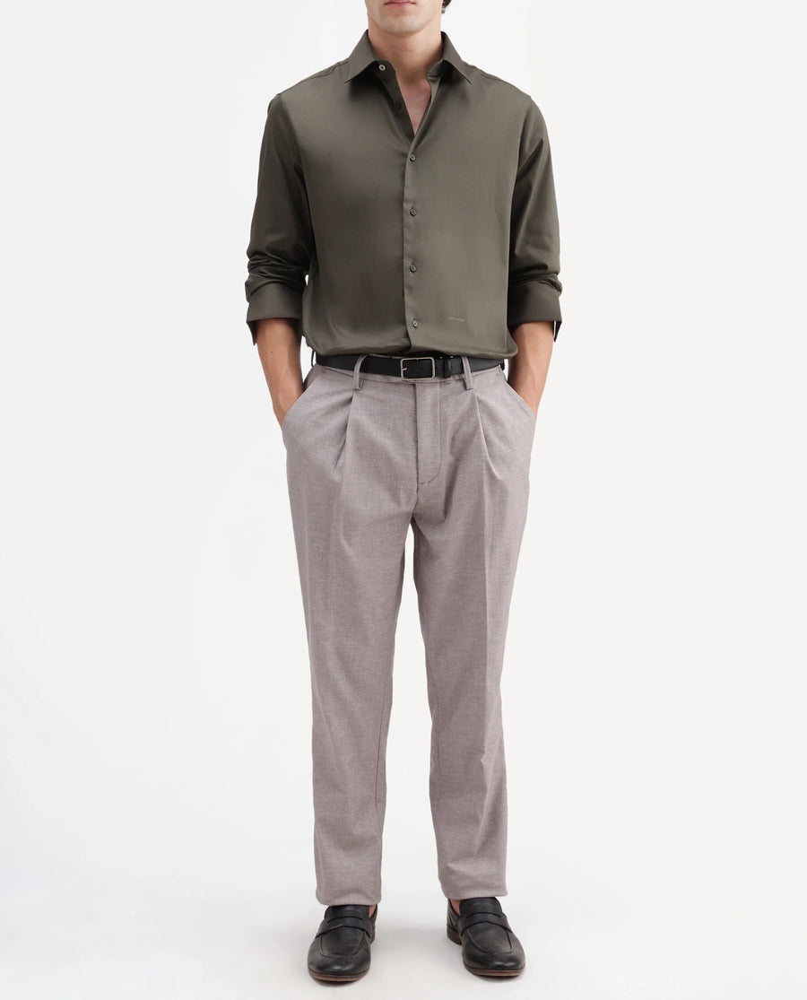 Rare Rabbit Men's Cami Light Grey Cotton Blend Fabric Regular Fit Plain Trouser