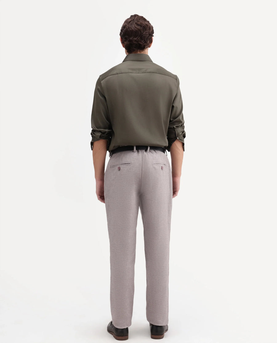 Rare Rabbit Men's Cami Light Grey Cotton Blend Fabric Regular Fit Plain Trouser