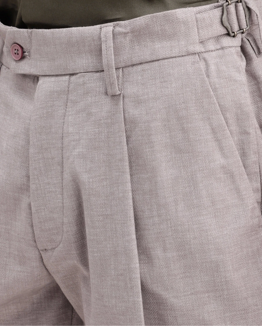 Rare Rabbit Men's Cami Light Grey Cotton Blend Fabric Regular Fit Plain Trouser