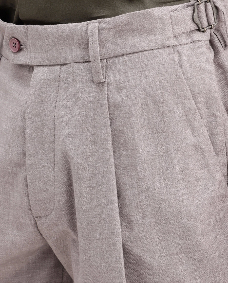Rare Rabbit Men's Cami Light Grey Cotton Blend Fabric Regular Fit Plain Trouser