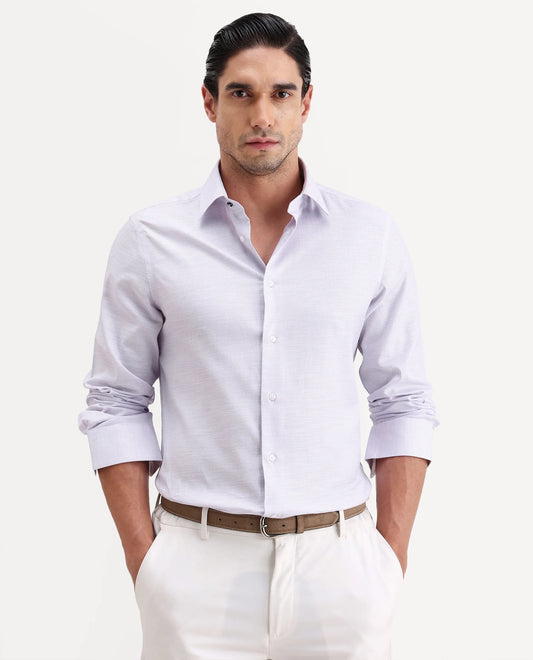 Rare Rabbit Men's Reef Light Purple Cotton Fabric Full Sleeve Spread Collar Button Regular Plain Shirt