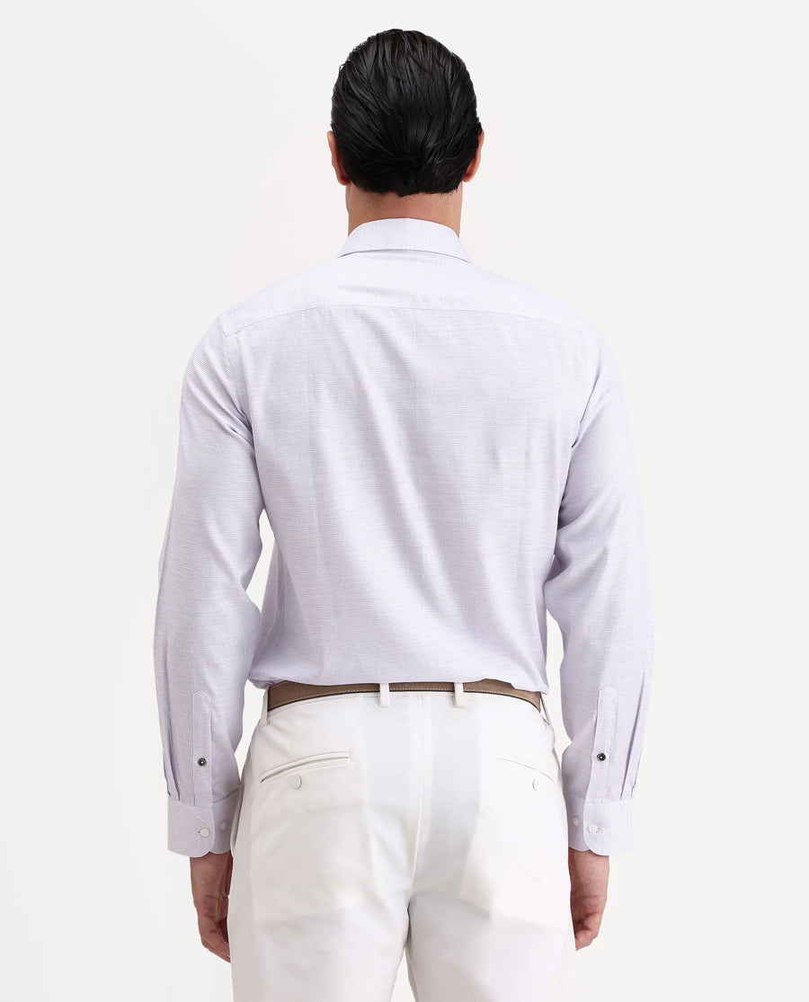 Rare Rabbit Men's Reef Light Purple Cotton Fabric Full Sleeve Spread Collar Button Regular Plain Shirt