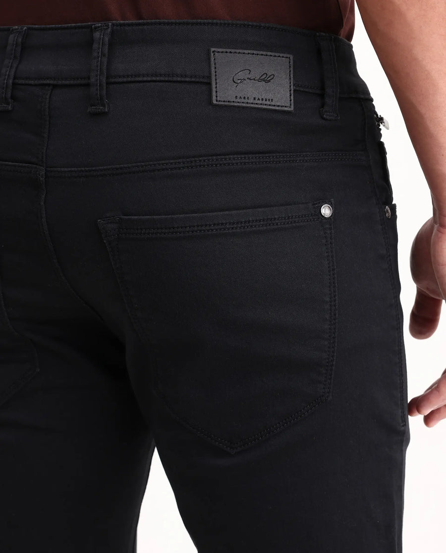 Rare Rabbit Men's Korv 26 Black Cotton Blend Fabric Hawk Slim Fit Plain Jeans
