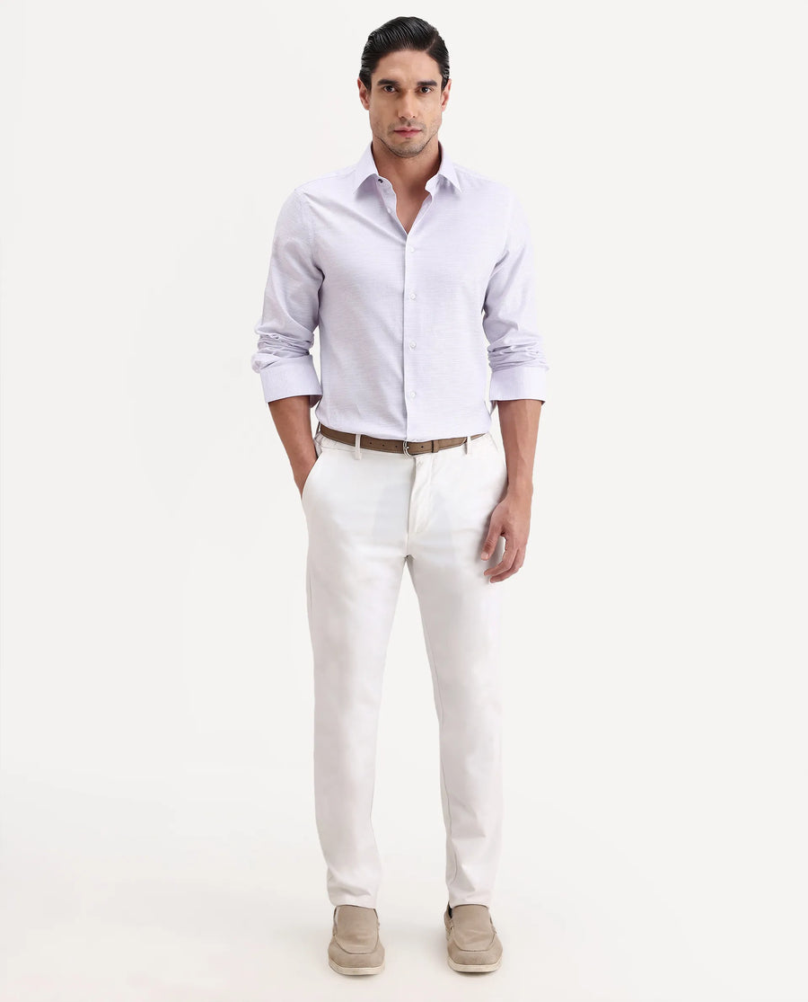 Rare Rabbit Men's Reef Light Purple Cotton Fabric Full Sleeve Spread Collar Button Regular Plain Shirt