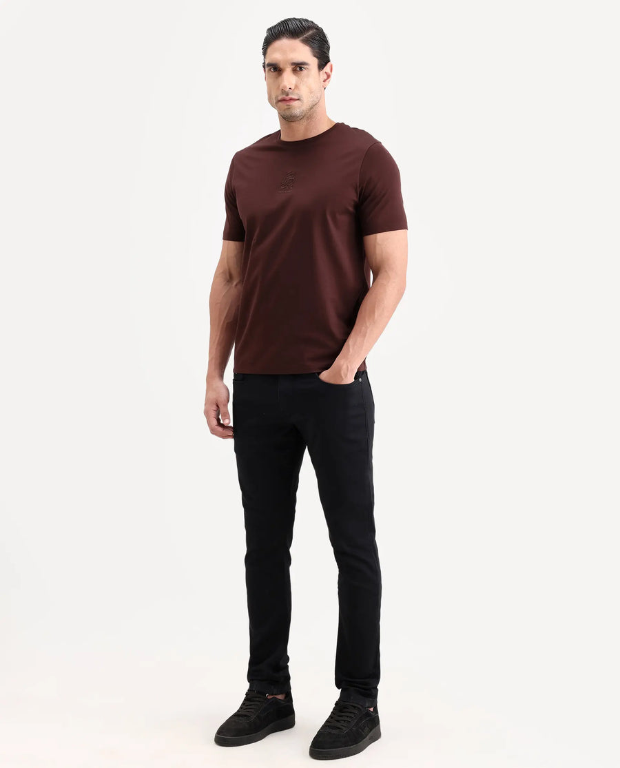 Rare Rabbit Men's Korv 26 Black Cotton Blend Fabric Hawk Slim Fit Plain Jeans