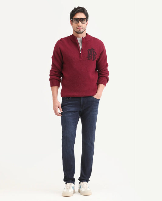 Rare Rabbit Men's Emil 26 Blue Cotton Blend Hawk Slim Fit Plain Jeans