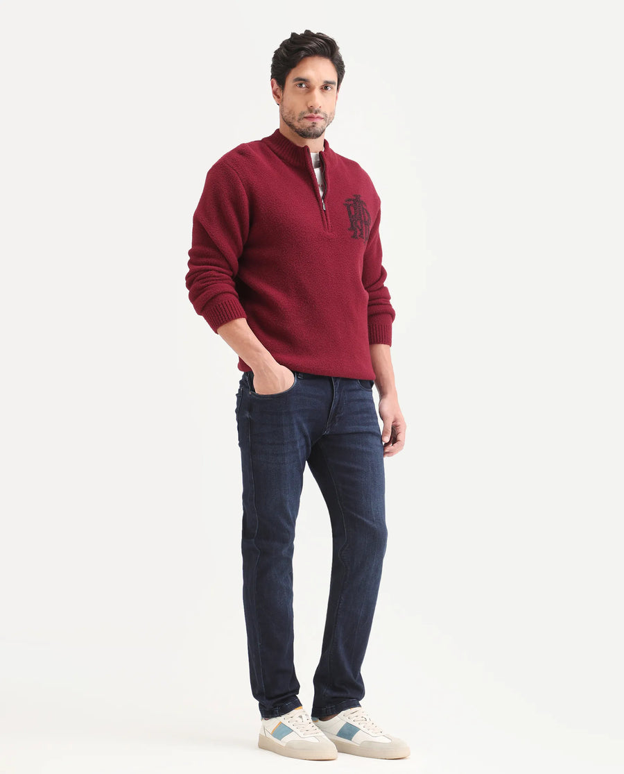 Rare Rabbit Men's Emil 26 Blue Cotton Blend Hawk Slim Fit Plain Jeans